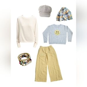 Coord Set Preppy Outfit Bundle Complete with Accessories - Smiley Face Emoji